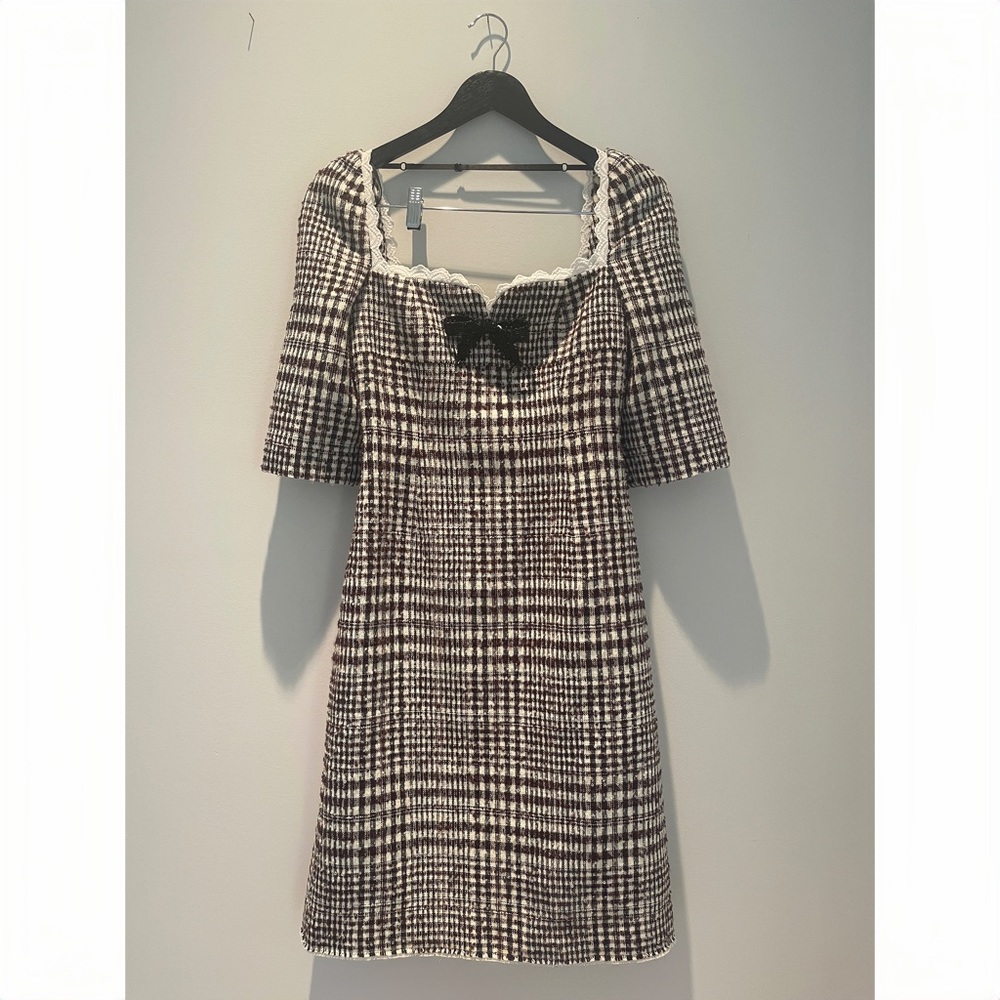 ❤️‍🔥NEW❤️‍🔥 SHUSHU/TONG Brown Check Minidress
